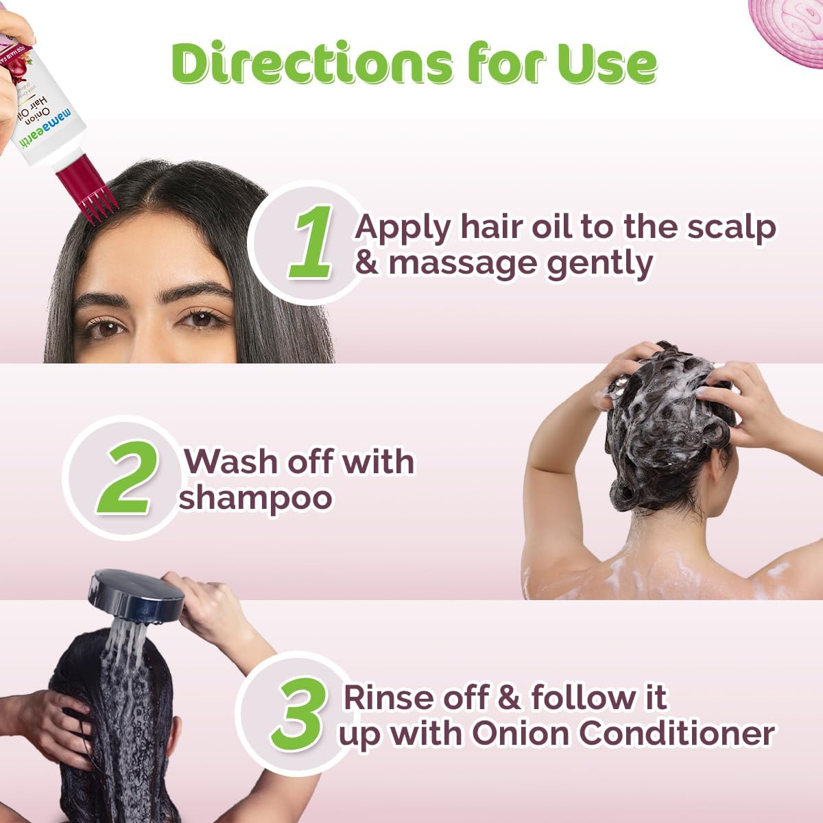 Mamaearth Anti Hair Fall Spa Kit with Onion Extract - 150ml Oil, 250ml Shampoo & Conditioner - Image 7