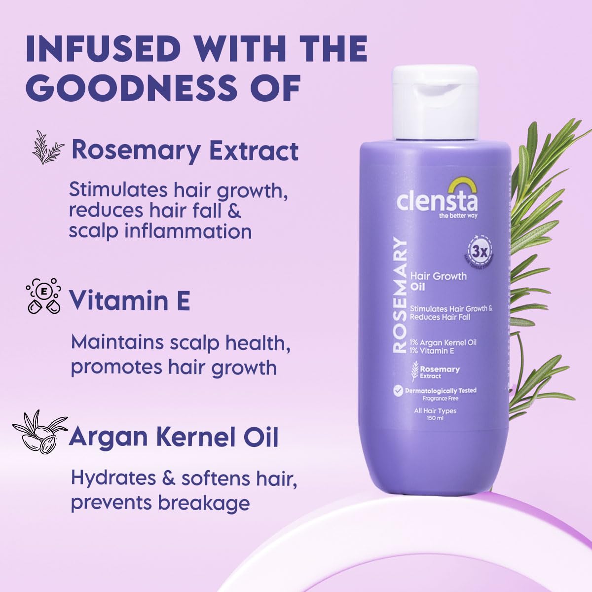 Clensta Rosemary Hair Growth Oil - 150ml - Image 3