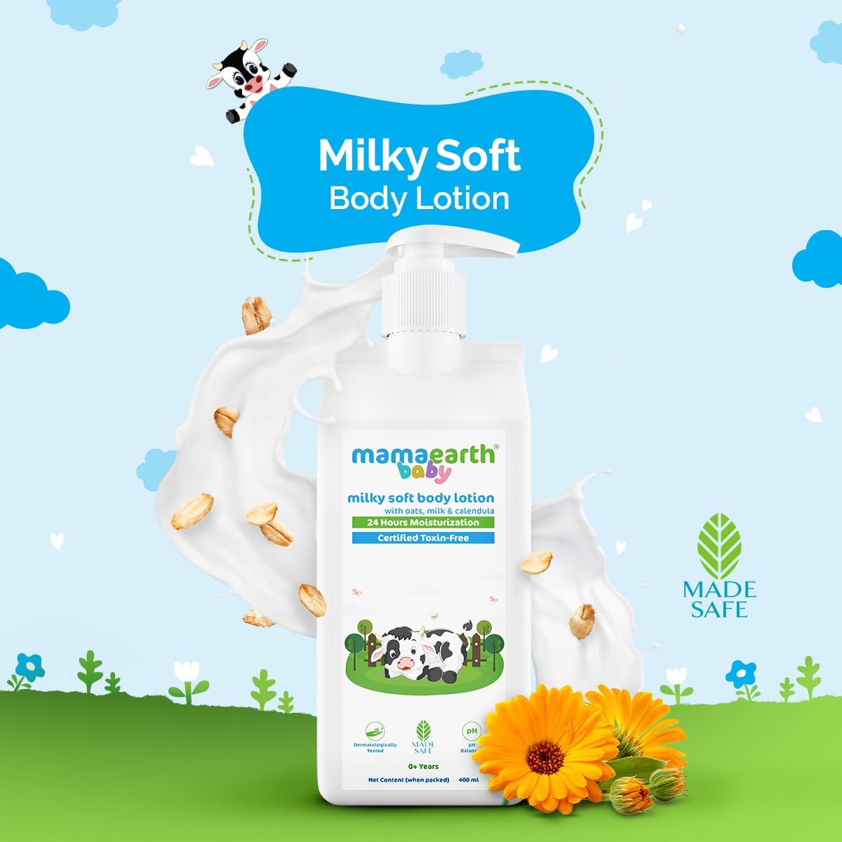 Mamaearth Milky Soft Body Lotion with Oats, Milk & Calendula - 400 ml - Image 3