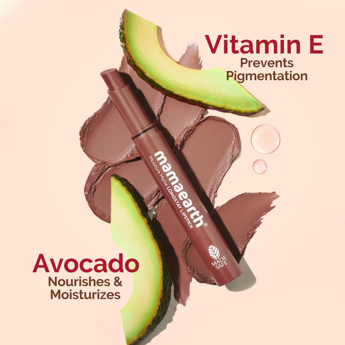 Mamaearth Moisture Matte Longstay Lipstick - Avocado & Vit E, 09 Espresso Brown, 2g - Image 4