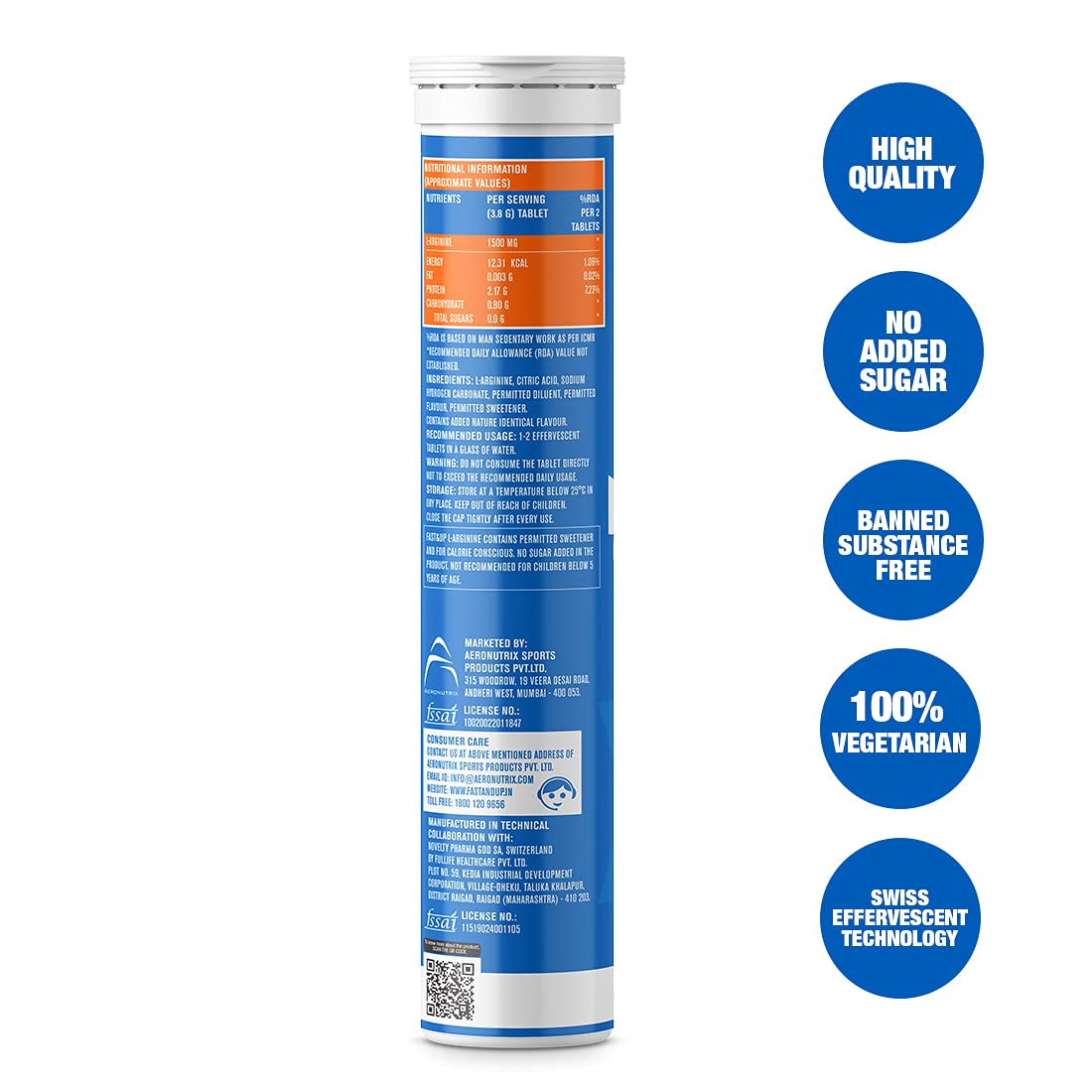 Fast & Up L-Arginine Supplement - Boosts Stamina & Nitric Oxide - Orange Flavour - Image 3