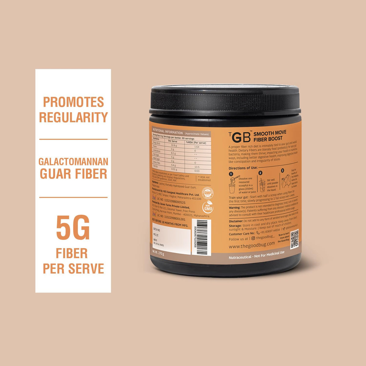 The Good Bug Smooth Move Fibre Boost Powder - Gut Health & Probiotics, 30 Servings, Pack of 3 - Image 2