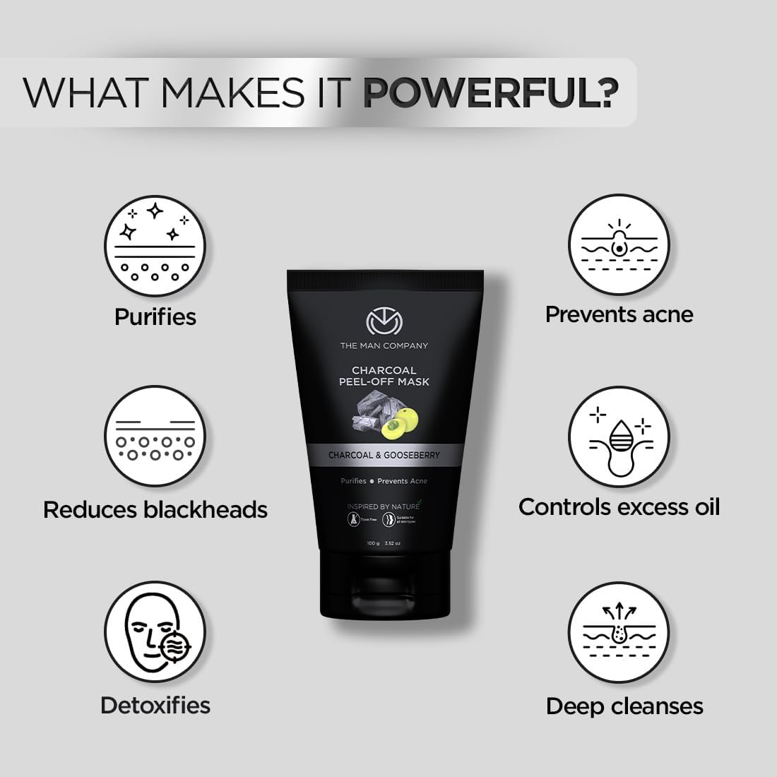 The Man Company Charcoal Peel Off Mask with Moringa & Gooseberry - 100g - Image 3