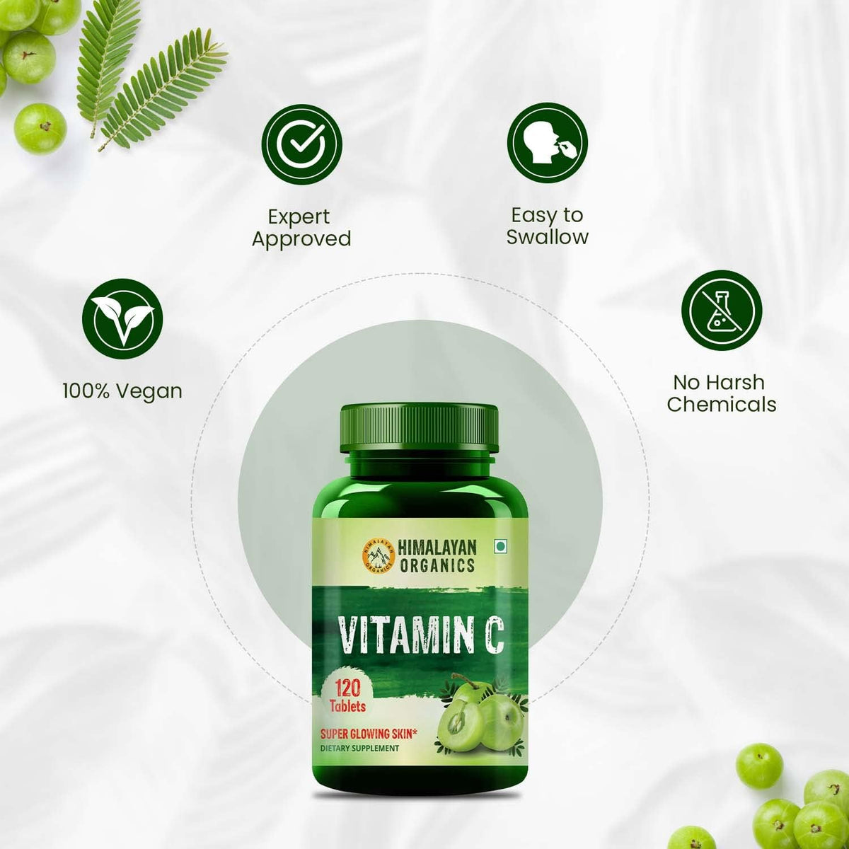 HIMALAYAN ORGANICS Vitamin C 1000mg with Amla Extract & Zinc - 120 Tablets - Image 2