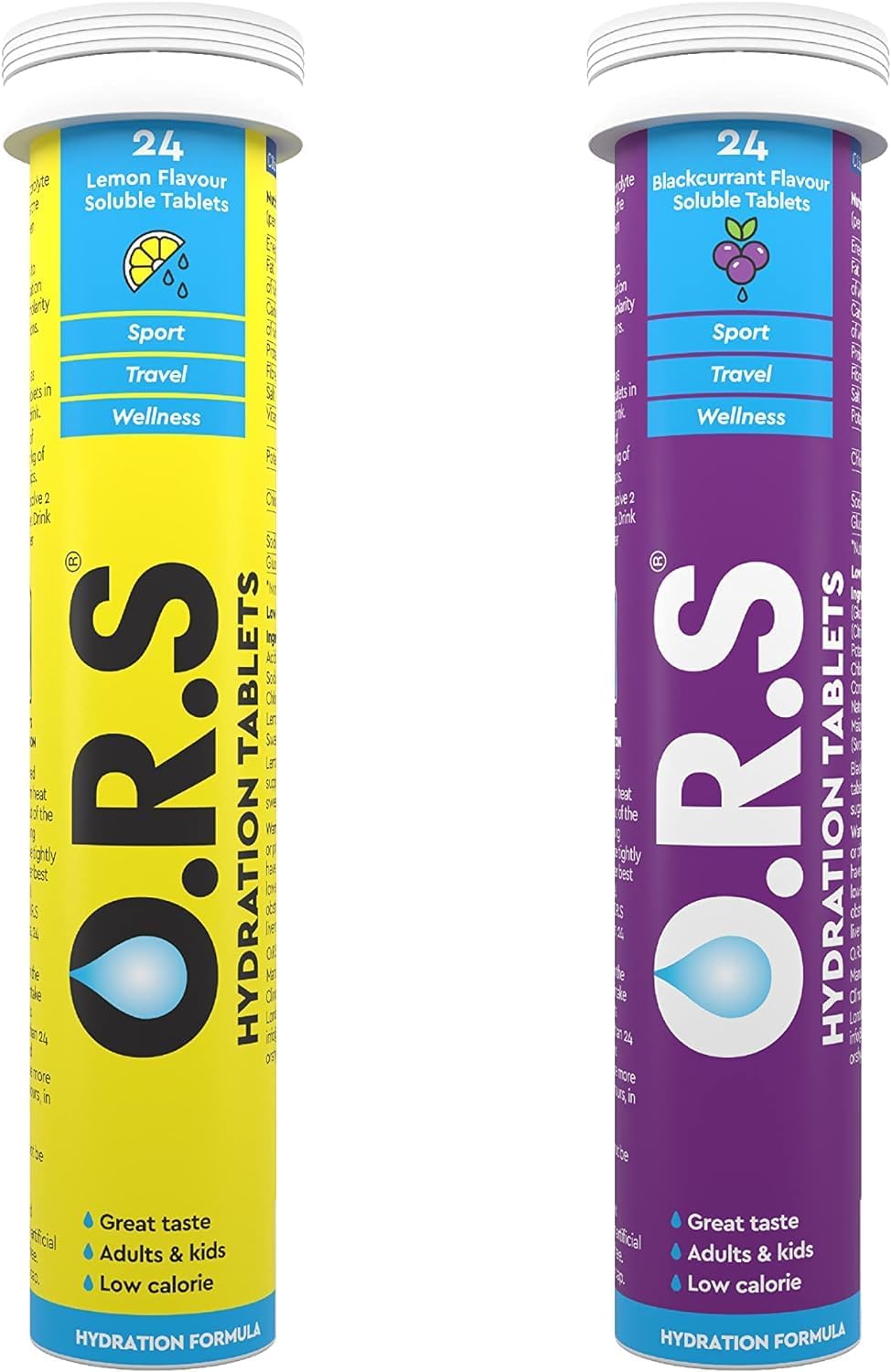 ORS Hydration Tablets - Electrolytes, Lemon & Blackcurrant, 96 Tablets