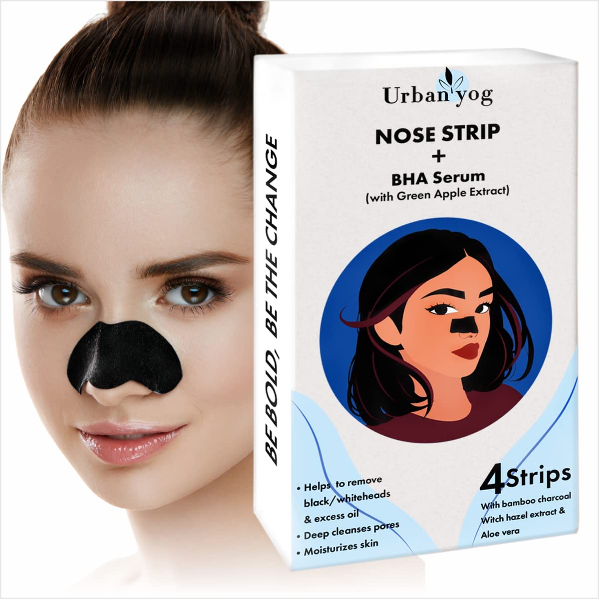 UrbanYog Nose Strips & BHA Serum Black/Whitehead Remover, 2-Piece Set