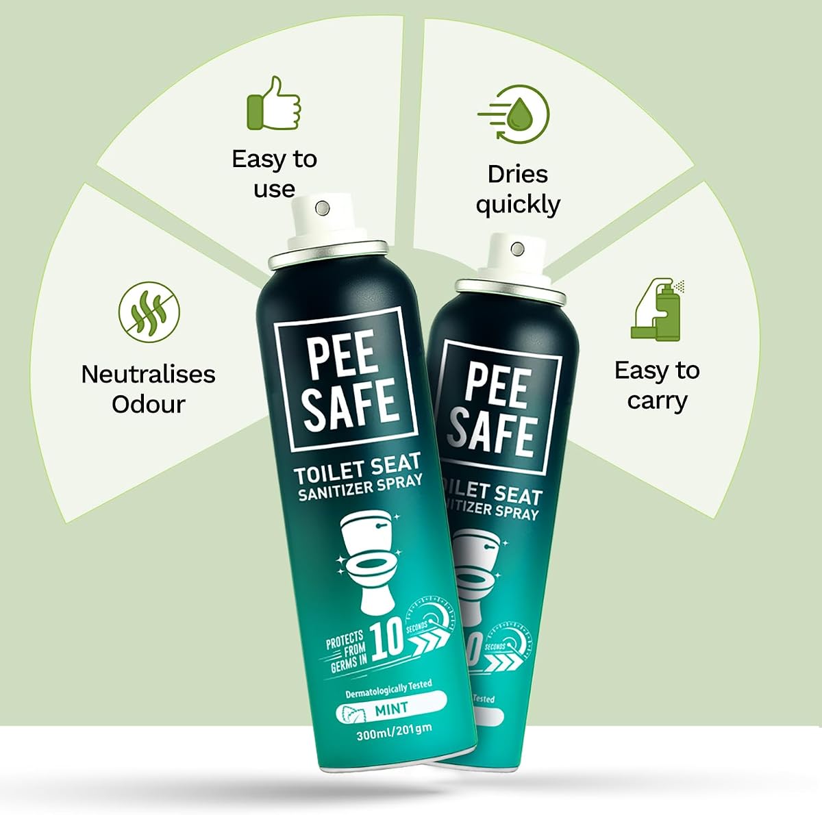 Pee Safe Toilet Seat Sanitizer Spray with Mint - 300ml - Image 3