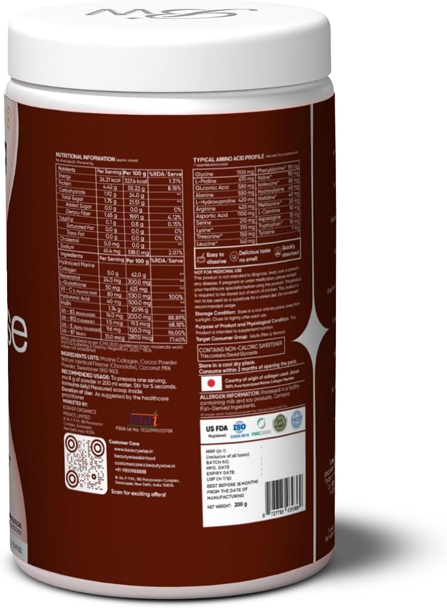 Beautywise Advanced Marine Collagen Protein Powder - Cocoa, 250g - Image 8