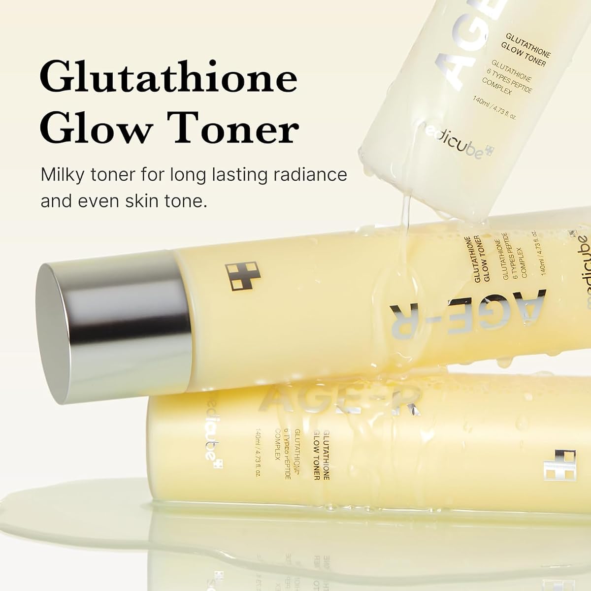 AGE-R Glutathione Glow Toner - Milky 2-Phase, Vegan, 140ml - Image 4