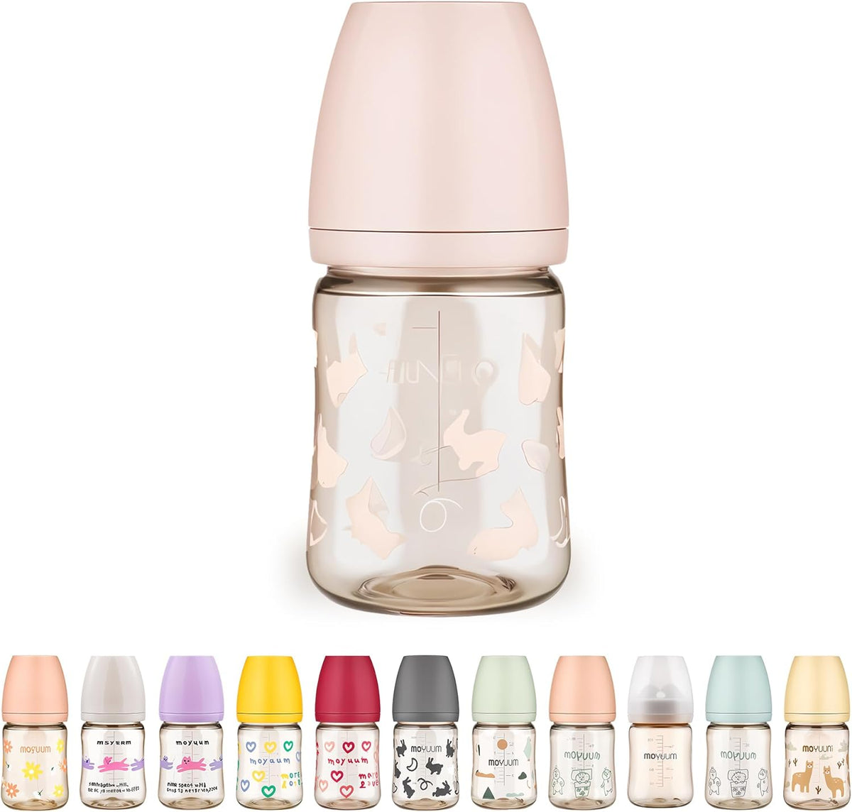 Moyuum PPSU Baby Bottle - Anti Colic, BPA Free, 270ml, Rabbit Pink