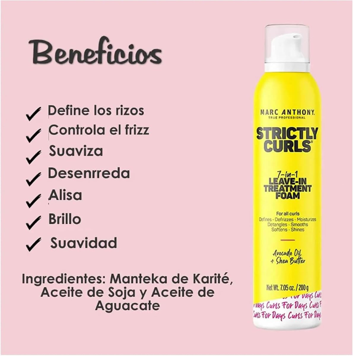 Marc Anthony Strictly Curls 7-In-1 Treatment Foam - Avocado Oil, 210ml - Image 2