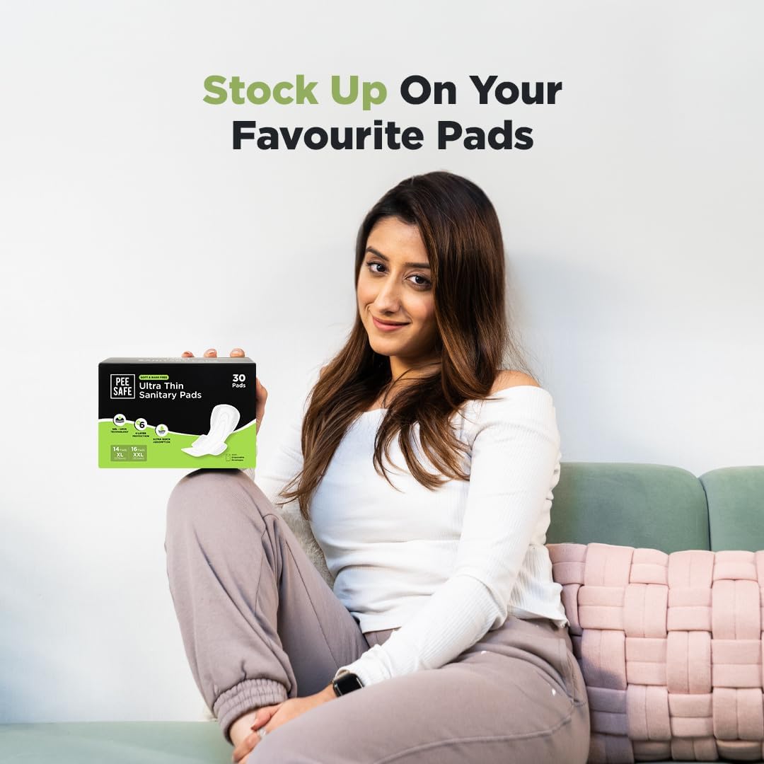 Pee Safe Ultra Thin Sanitary Pads XXL - Cottony Soft, Gel Lock - 2 Pack - Image 3