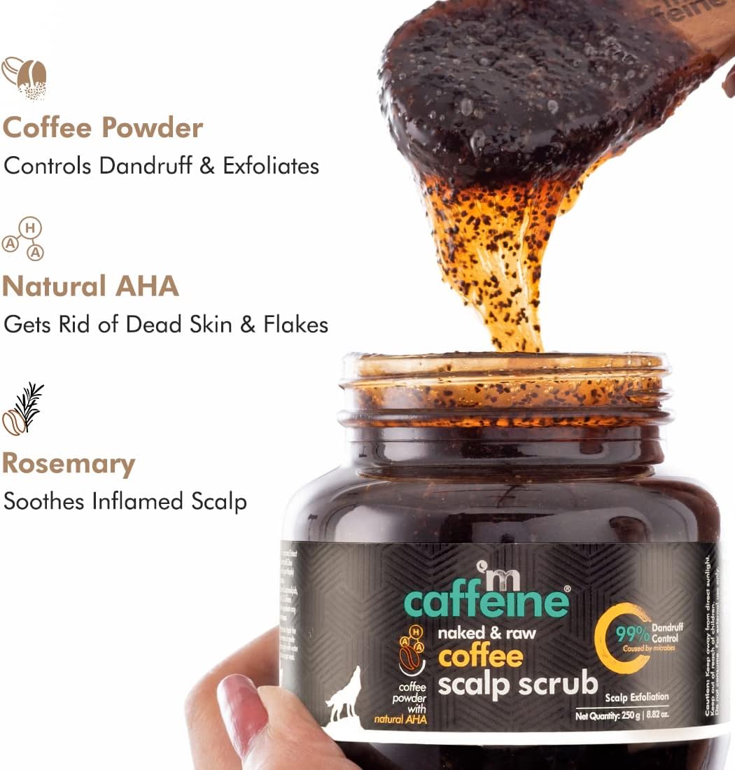 mCaffeine Naked & Raw Coffee Scalp Scrub - Hair Treatment, 100gm - Image 2