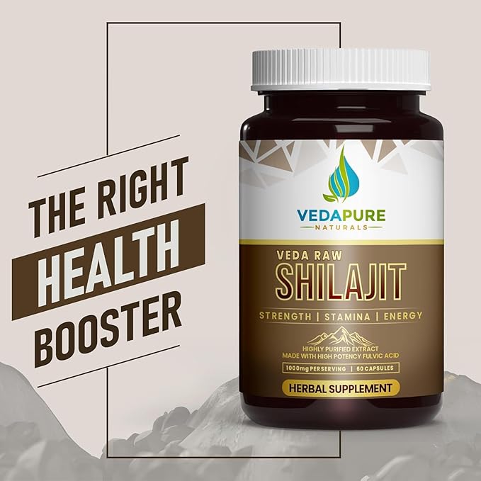 Vedapure Raw Shilajit Capsules - Herbal Ayurvedic Extract, 1000mg - 60 Count - Image 3