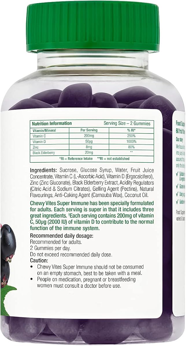 Chewy Vites Adults Super Immune Gummies with Elderberry - Vegan, 60 Pack - Image 4