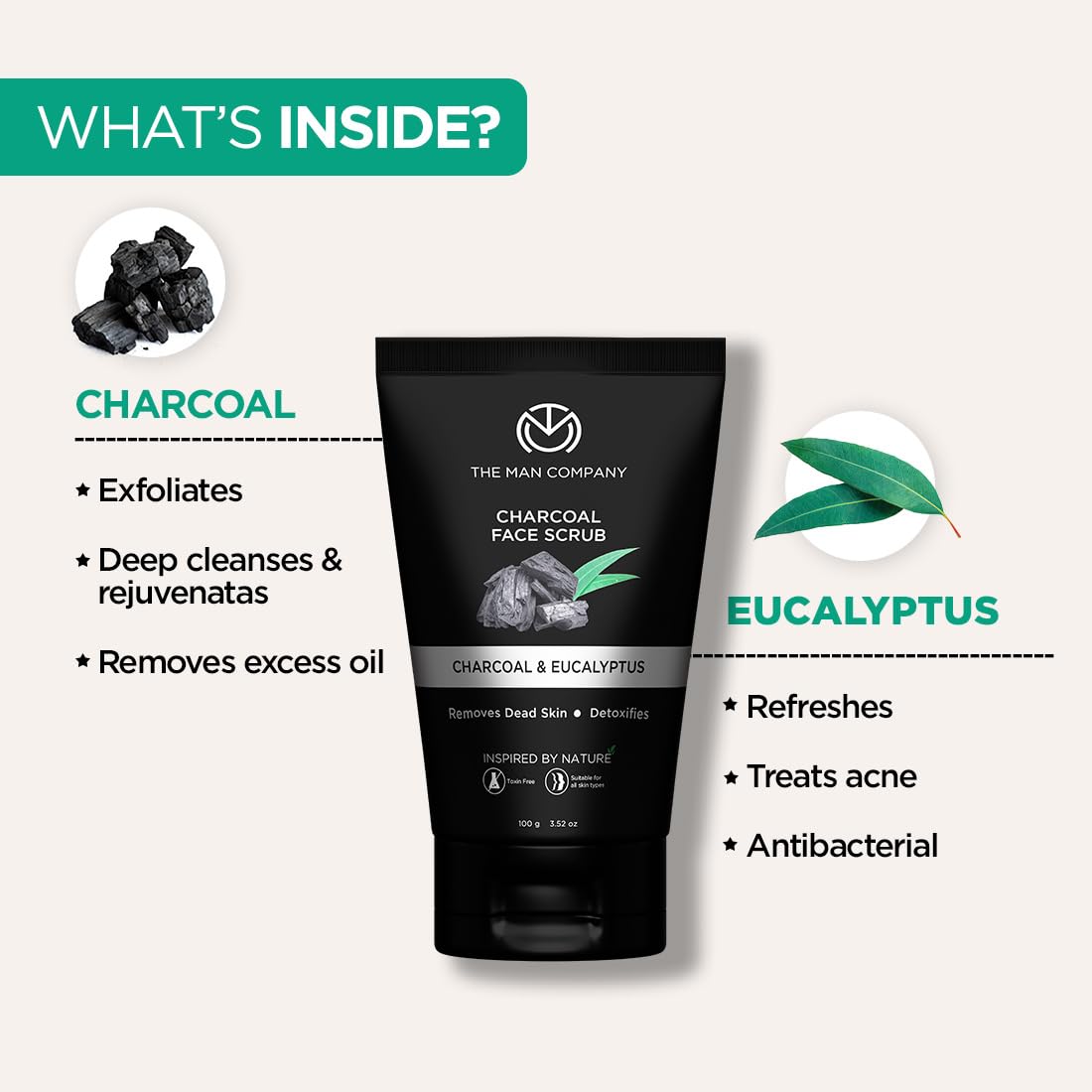 The Man Company Charcoal Face Scrub - Masks & Exfoliators, 100g - Image 2
