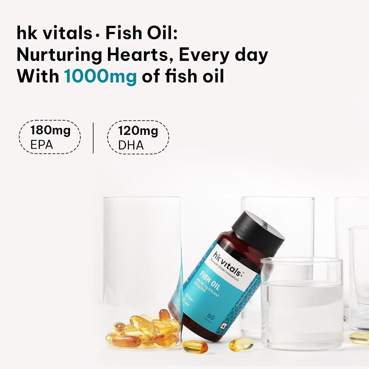 HK Vitals Fish Oil Omega-3 Capsules - 1000mg, 60 Count - Image 3