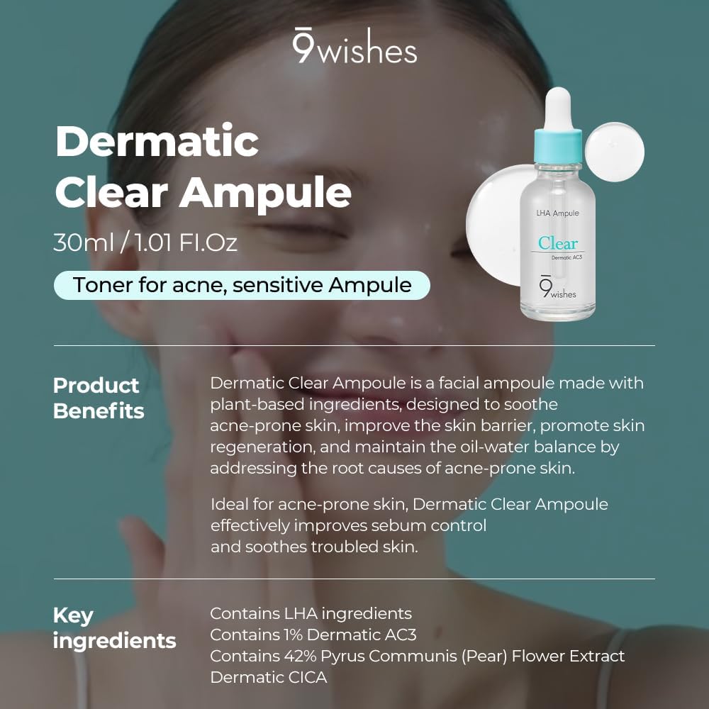 9Wishes Dermatic Cica Ampule - Soothing Serum for Sensitive Skin, 30ml - Image 2