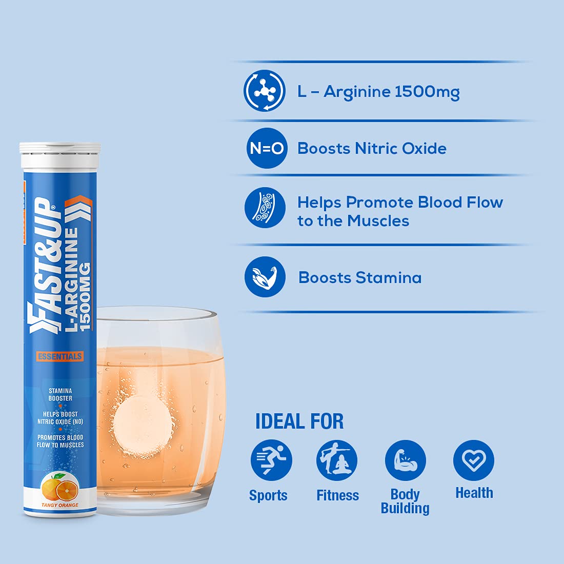 Fast & Up L-Arginine Supplement - Boosts Stamina & Nitric Oxide - Orange Flavour - Image 4