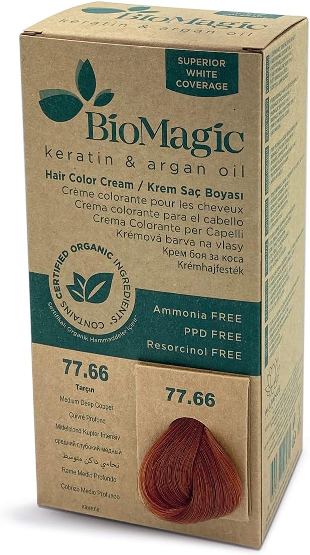 Biomagic Permanent Hair Colour 77/66 Medium Deep Copper, 60ml - Ammonia-Free