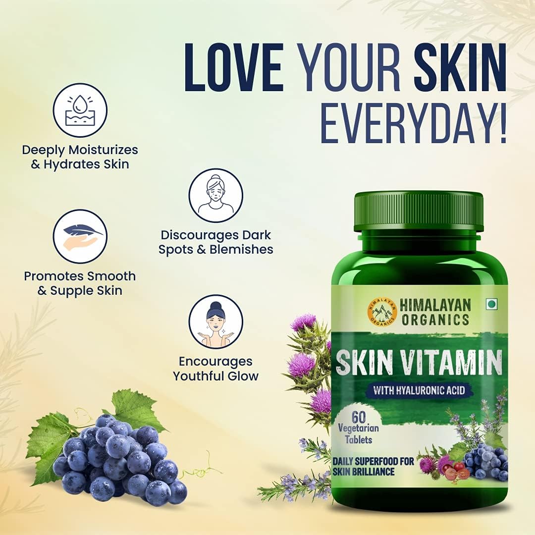 Himalayan Organics Skin Vitamin Tablets with Hyaluronic Acid - 60 Count - Image 5