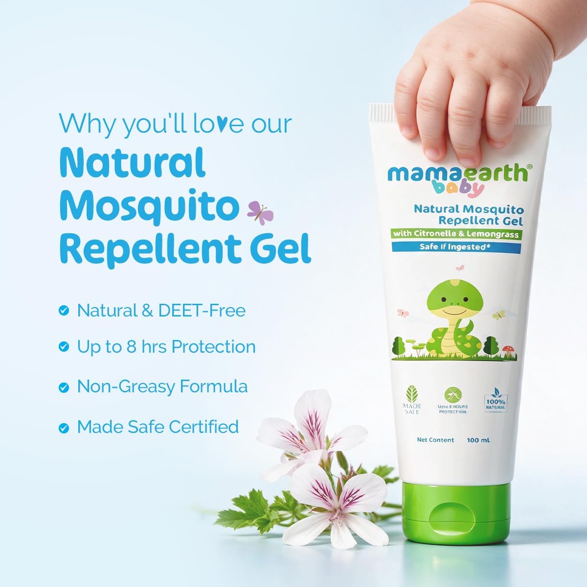 Mamaearth Natural Mosquito Repellent Gel with Citronella & Lemongrass - 100ml - Image 2