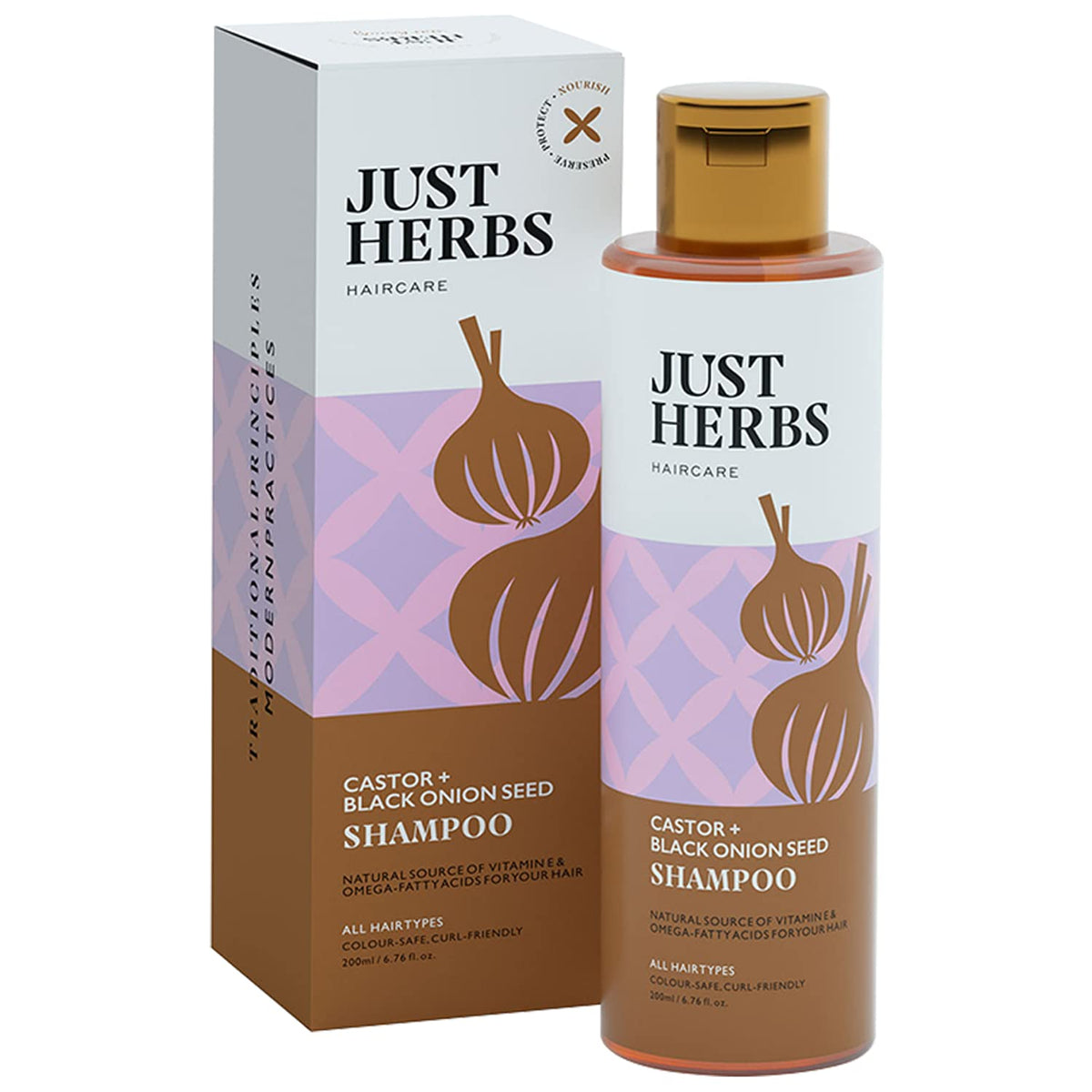 Just Herbs Castor & Black Onion Seed Shampoo - 200ml