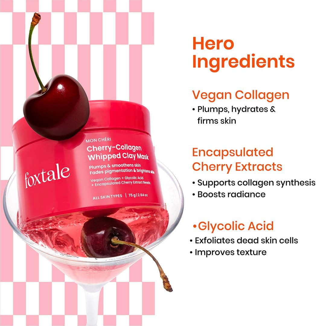 Foxtale Mon Cheri Cherry Collagen Whipped Clay Mask - 75g - Image 3