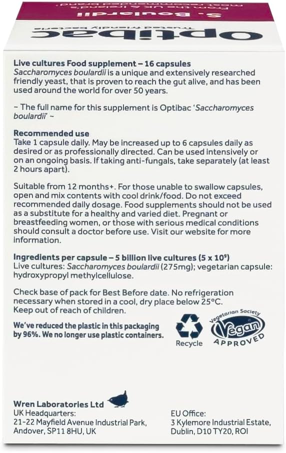 OptiBac Saccharomyces Boulardii Digestive Capsules - 16 Pack - Image 7