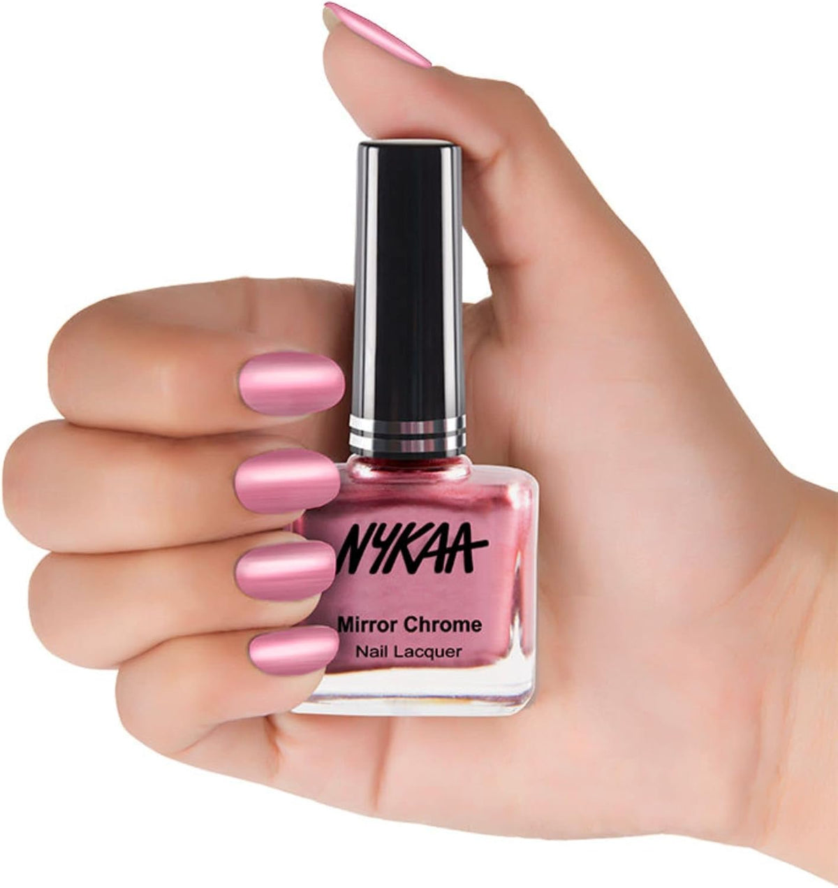 Nykaa Mirror Chrome Nail Lacquer Pink Pinwheel Shade No. 177 - 10 ml - Image 3
