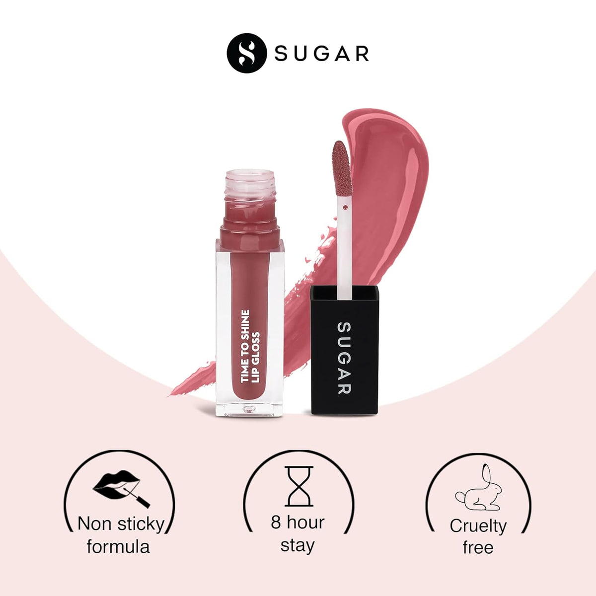Sugar Cosmetics Time To Shine Lip Gloss - Velma Pinkley Shade - Glossy Finish - 5ml - Image 2