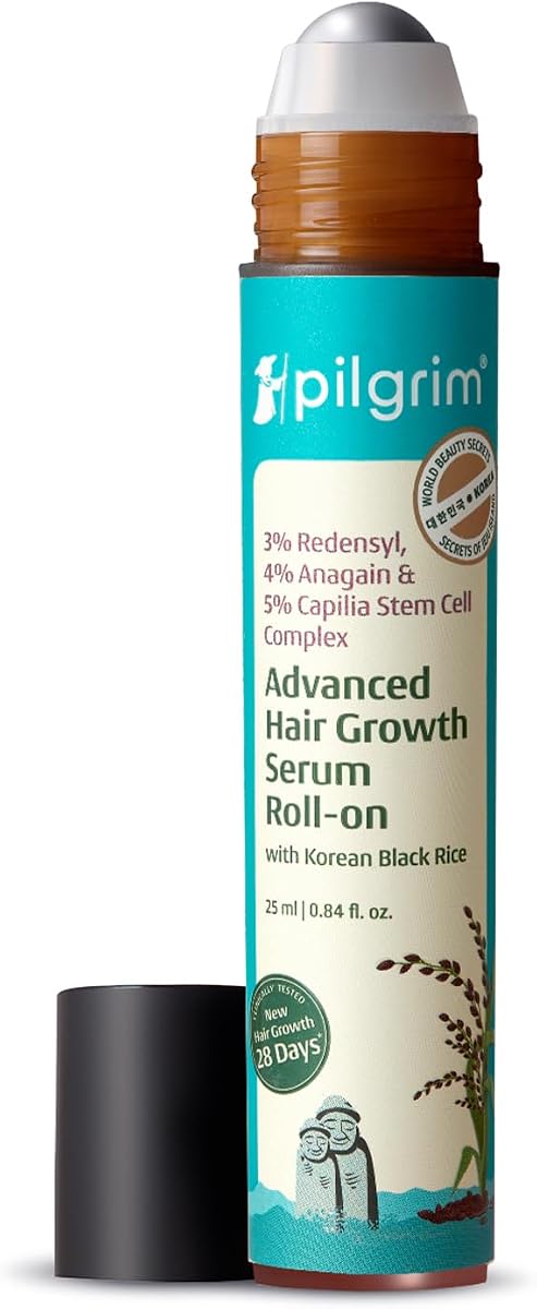 Pilgrim Hair Growth Serum Roll-On with Redensyl, Anagain, Capilia - 25ml