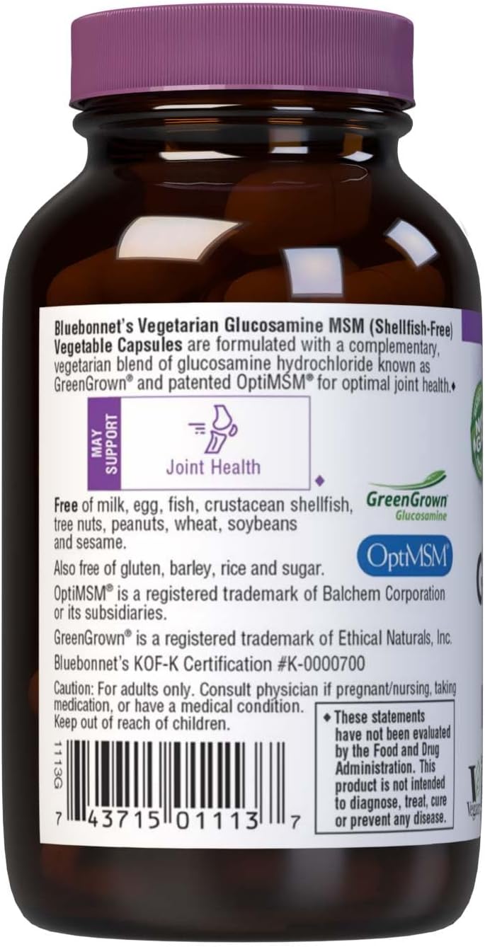 BlueBonnet Vegetarian Glucosamine MSM Capsules - 60 Count - Image 3