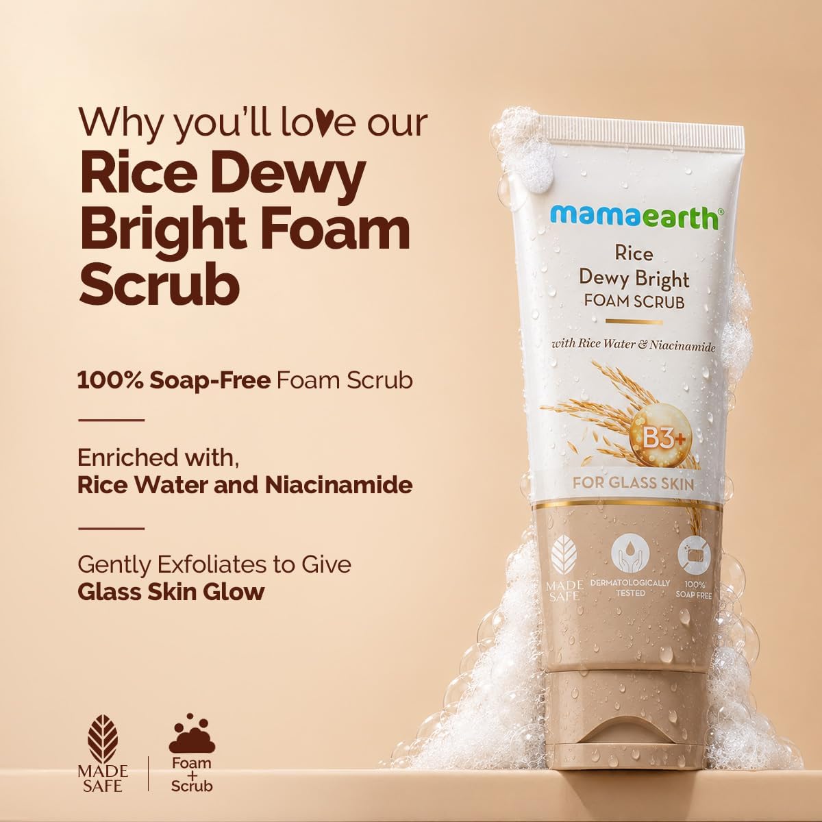 Mamaearth Rice Face Scrub - Rice Water & Niacinamide, 100g - Image 3