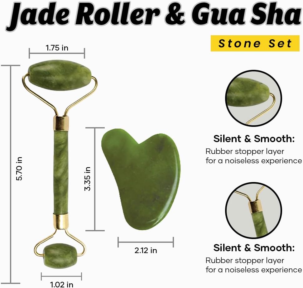 GHC Saturn Jade Roller & Gua Sha Tool - Natural Himalayan Stone, 105g - Image 5