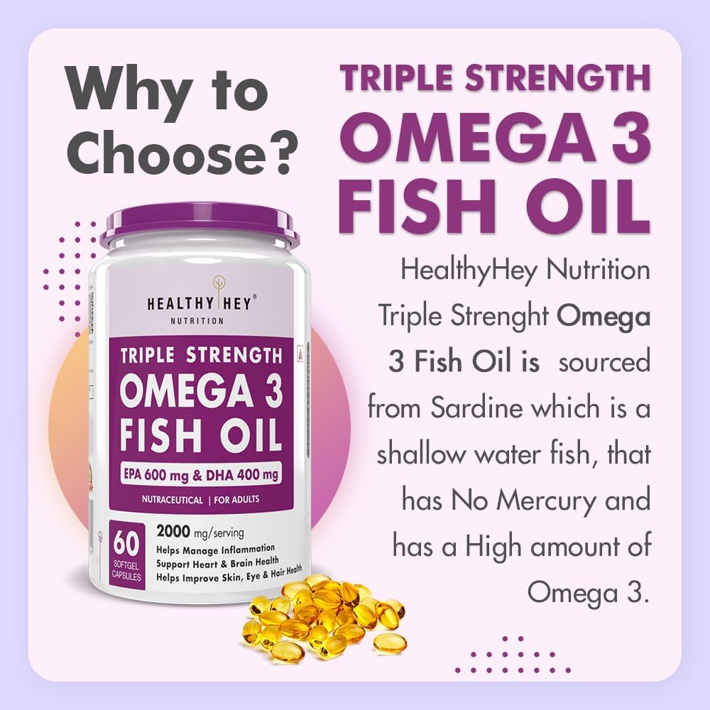 HealthyHey Fish Oil Omega 3 Softgels - Triple Strength EPA 600 DHA 400 - 60 Count - Image 5