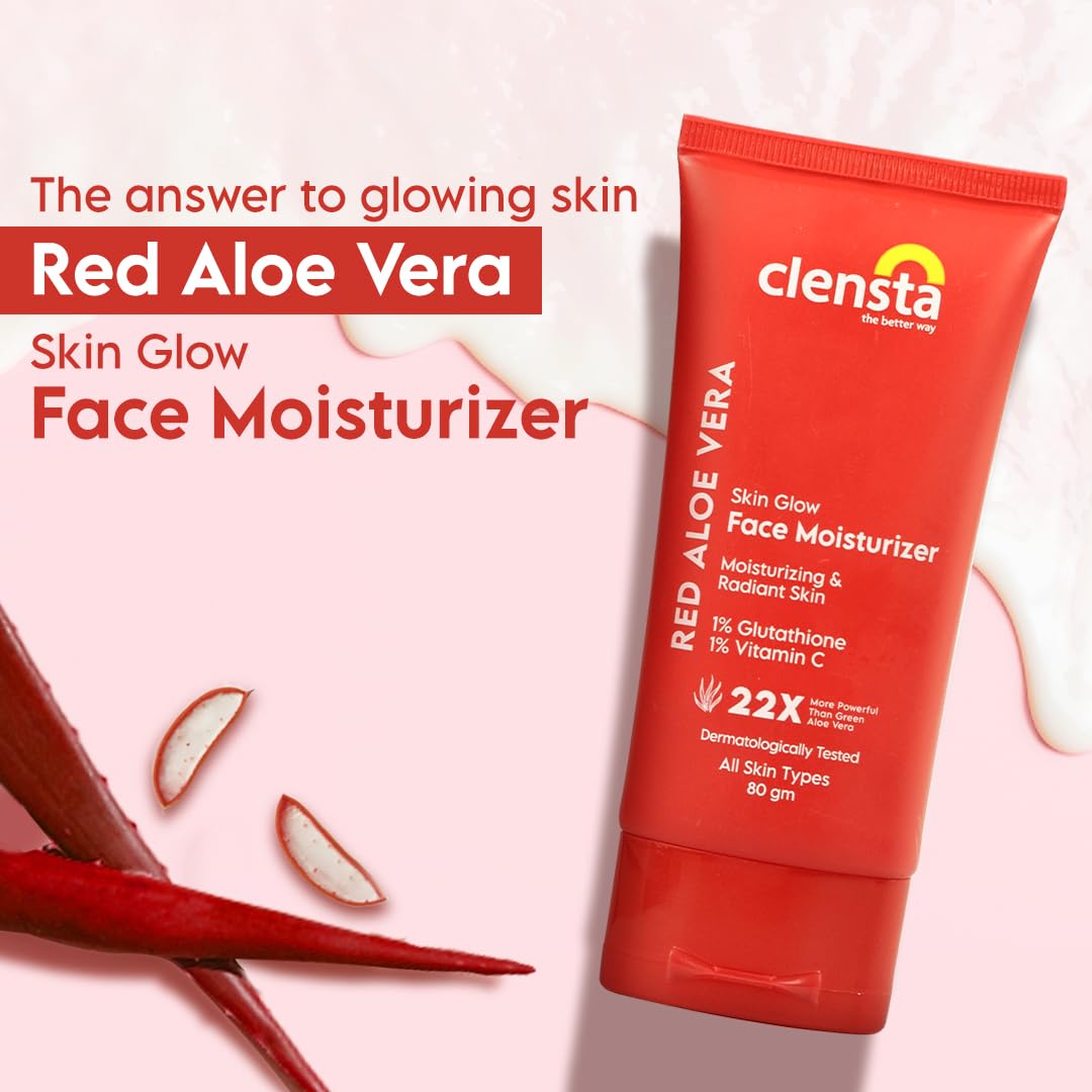 Clensta Red Aloe Vera Skin Glow Face Moisturizer - 80ml - Image 2