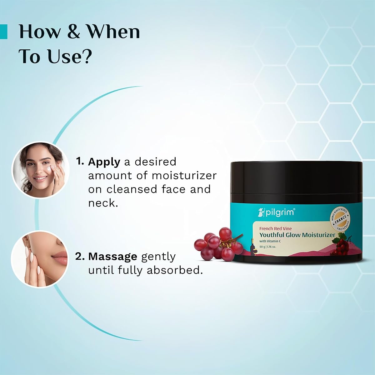 Pilgrim Face Moisturiser with Red Vine, Vitamin C & SPF 30, 50g - Image 6