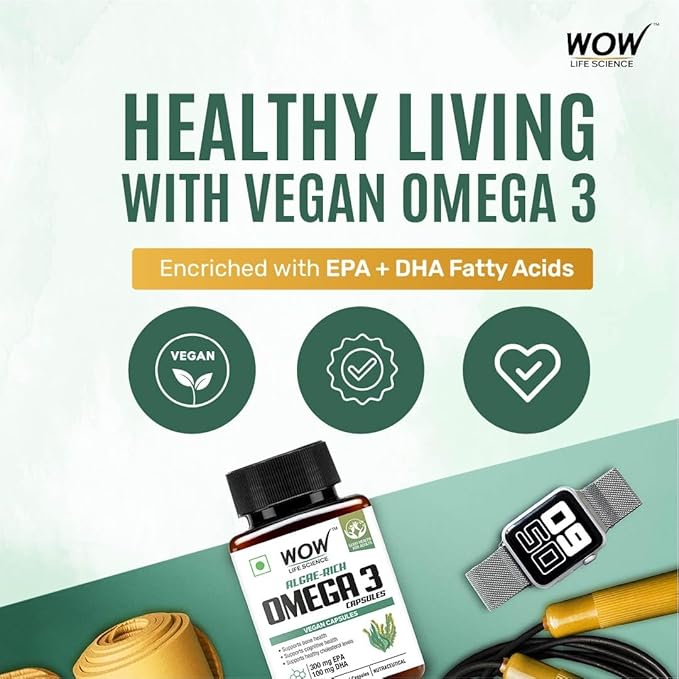 Wow Life Science Algae Omega Capsules - Vitamins & Minerals, 60 Count - Image 3
