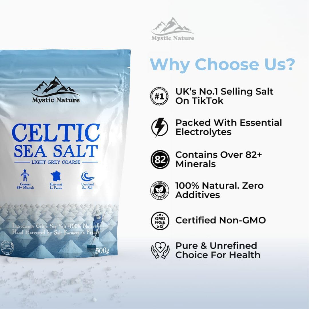 Mystic Nature Celtic Sea Salt - 100% Natural Unrefined, 500g - Image 4
