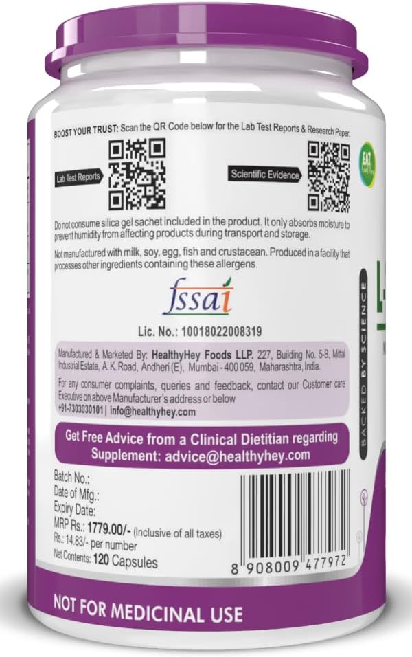 HealthyHey Nutrition L-Theanine 100mg Vegetarian Capsules - 120 Count - Image 8