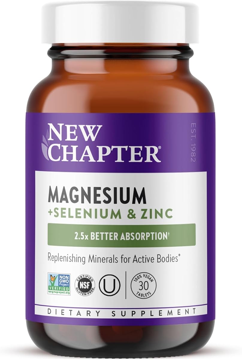 New Chapter Magnesium + Ashwagandha Capsules, Herbal Supplement, 30 Count