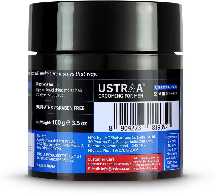 Ustraa Hair Wax Strong Hold - Matte Look with Grape Seed Oil, 100g - Image 8