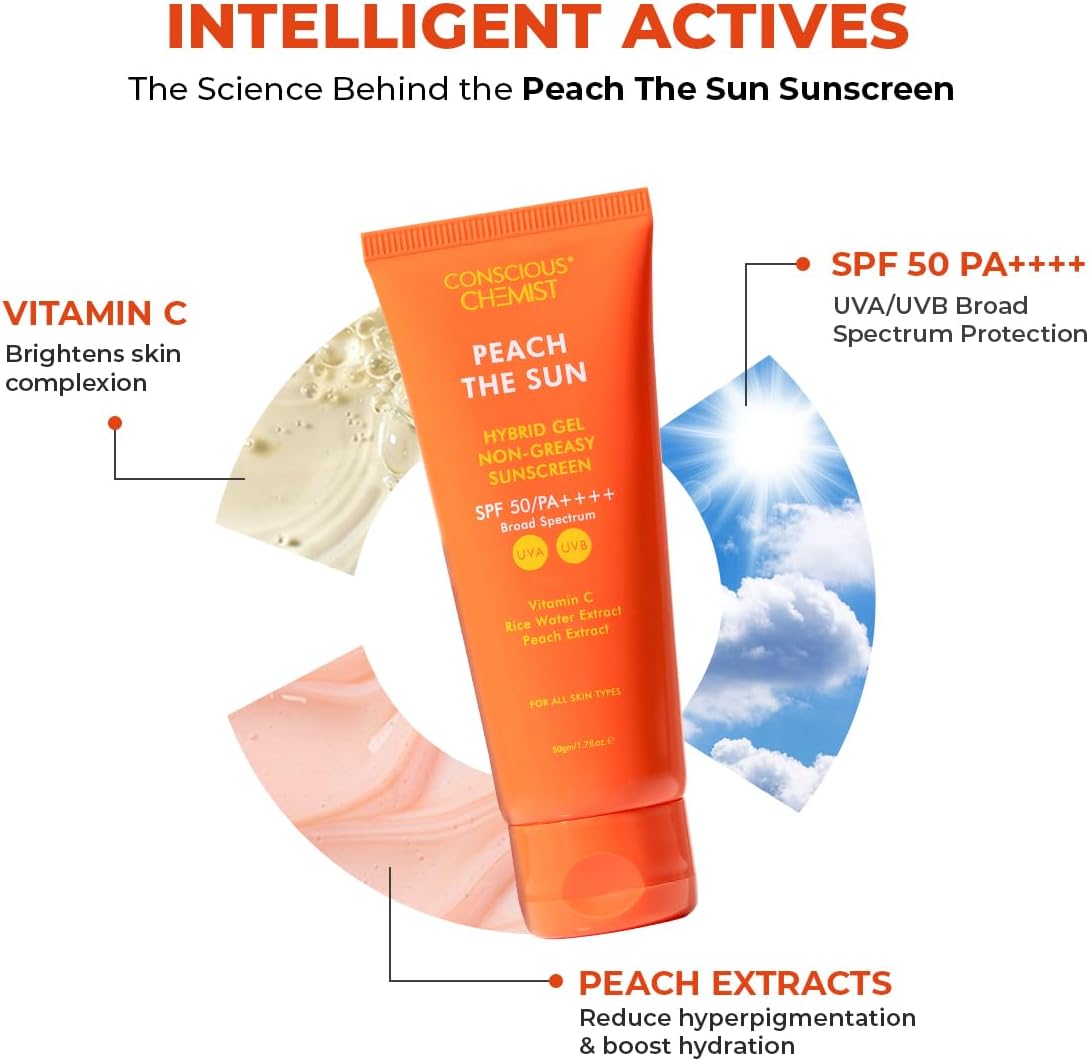 Conscious Chemist Peach The Sun Sunscreen SPF 50 PA++++ - 50g - Image 3