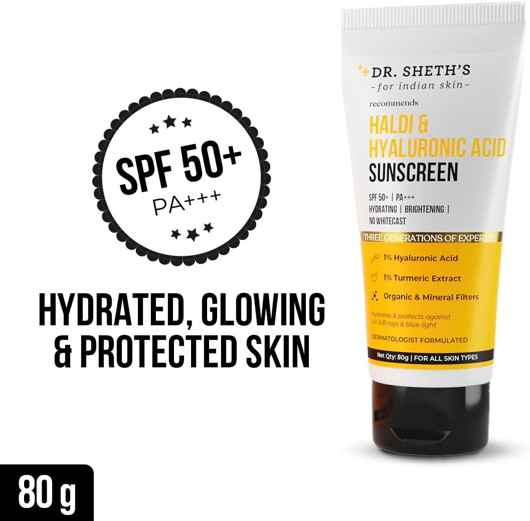 Dr. Sheth's Haldi & Hyaluronic Acid SPF 50 Sunscreen - 80g - Image 2