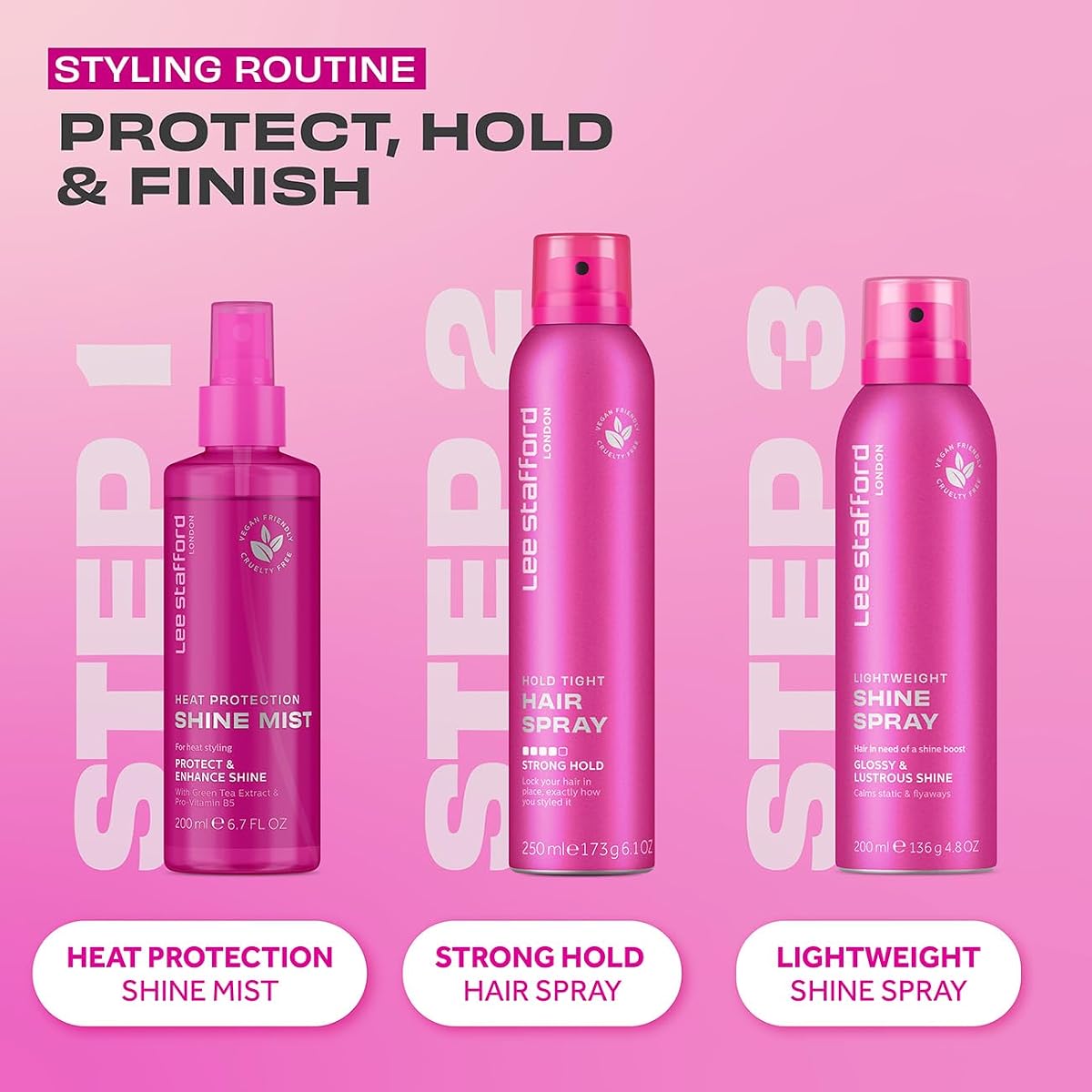 Lee Stafford Hair Spray Strong Hold, No Stiffness - 250ml - Image 5