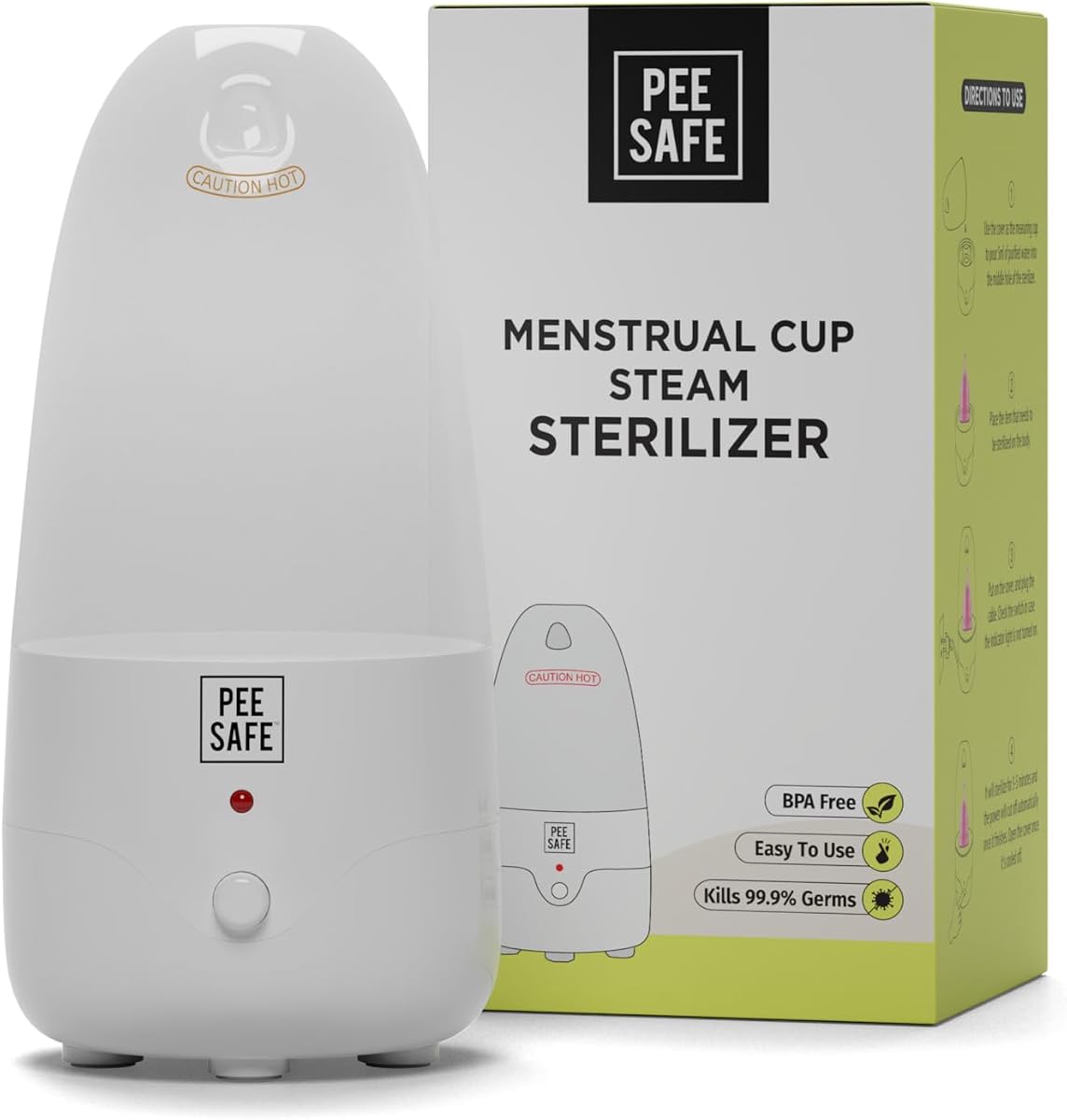 Pee Safe Menstrual Cup Steam Sterilizer - BPA Free, Auto Power Cut-Off - Image 3