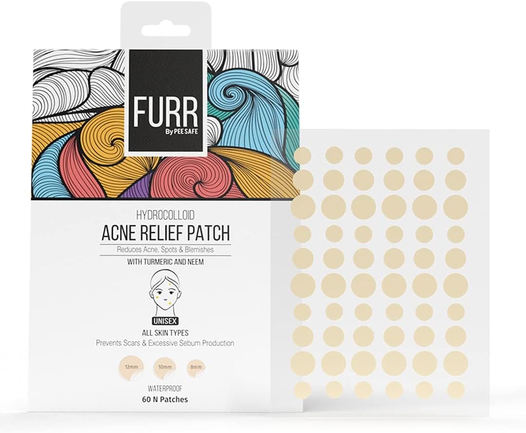 Pee Safe FURR Acne Relief Patches - Hydrocolloid & Plant-Based - 60 Patches