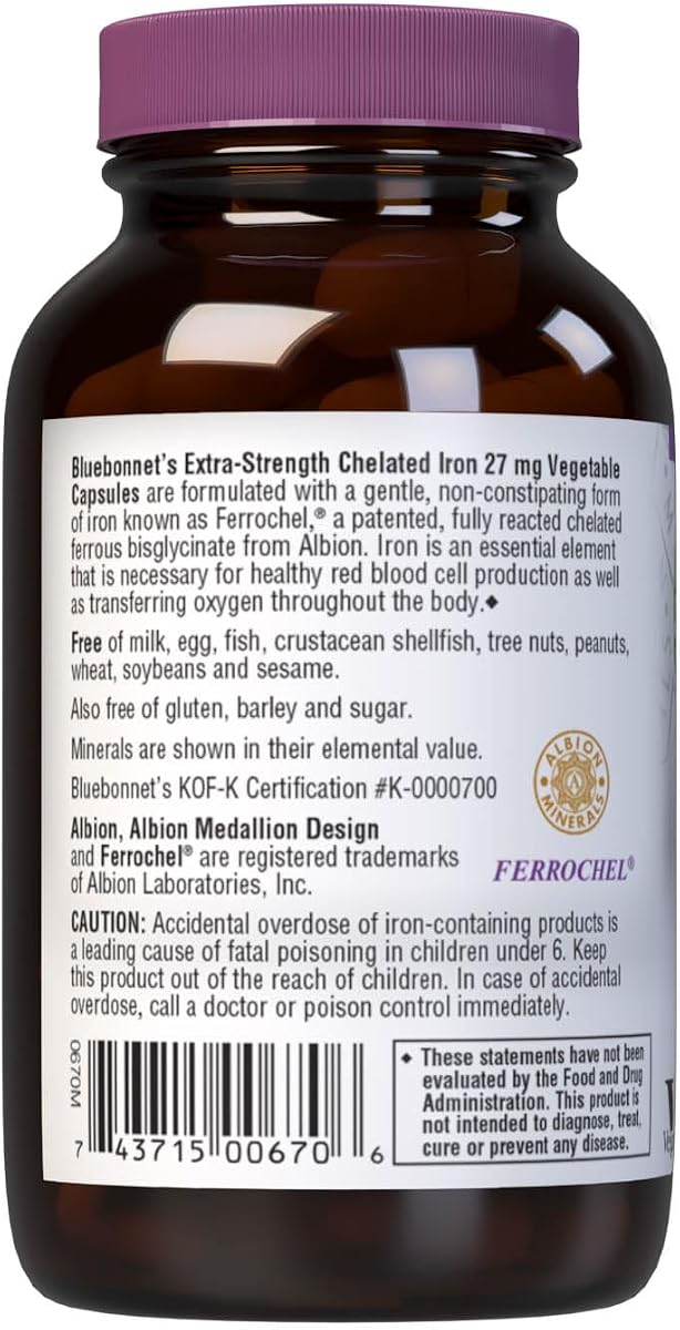 BlueBonnet Nutrition Extra Strength Chelated Iron 27mg, 90 Veggie Caps - Image 8