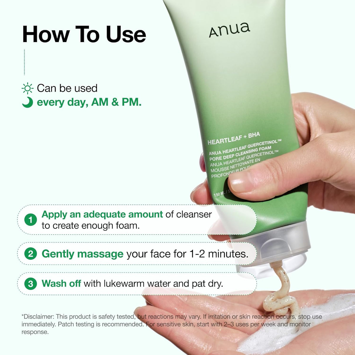 Anua Heartleaf Quercetinol Pore Deep Cleansing Foam - 150ml - Image 7